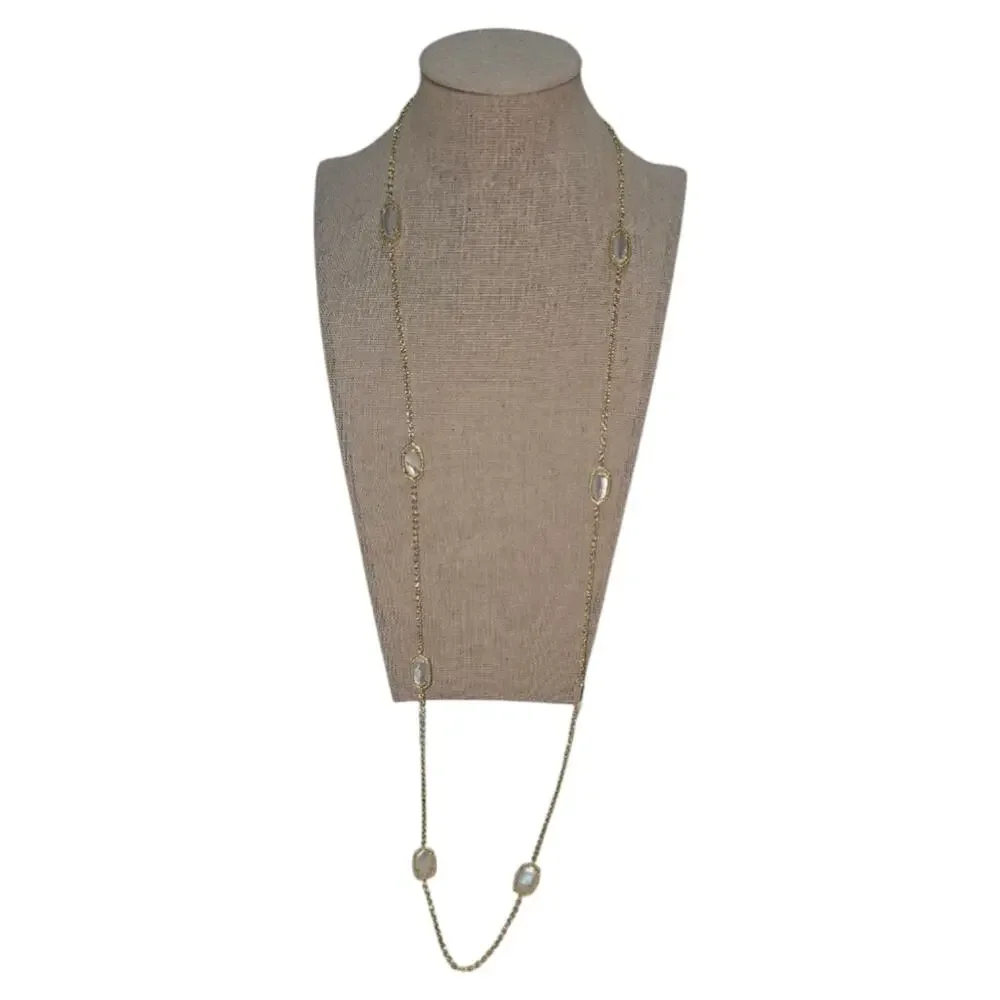 Kendra Scott Kellie Long station Necklace Gold Tone Ivory Mother of Pearl White?